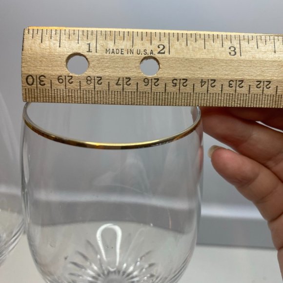 Set Of 2 Rogaska Crystal RGS17 Water Glasses Goblets Vertical Cuts Gold Rim - Picture 10 of 10